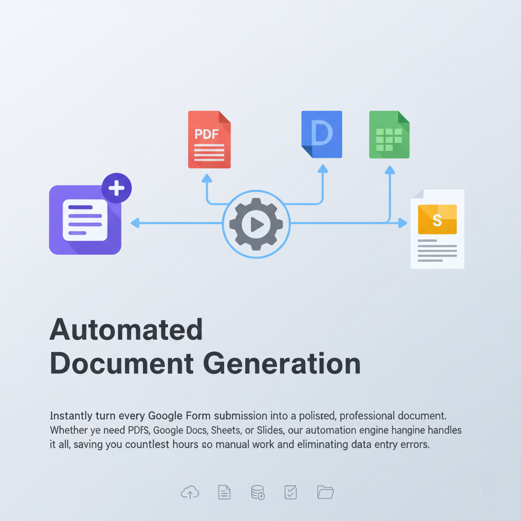 An abstract visual representing document generation from form data.
